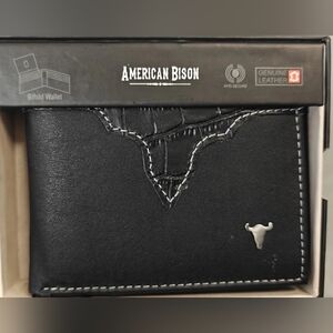 american bison wallet Black Leather